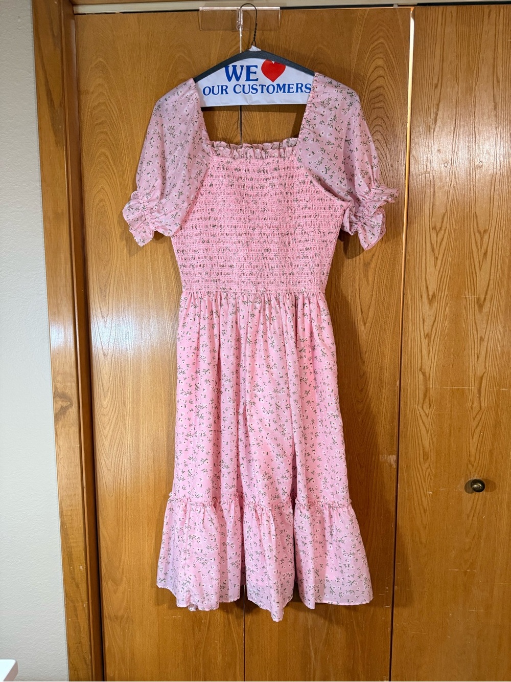 Ivy City Co Madeline Dress in Pink Floral Smocked Midi